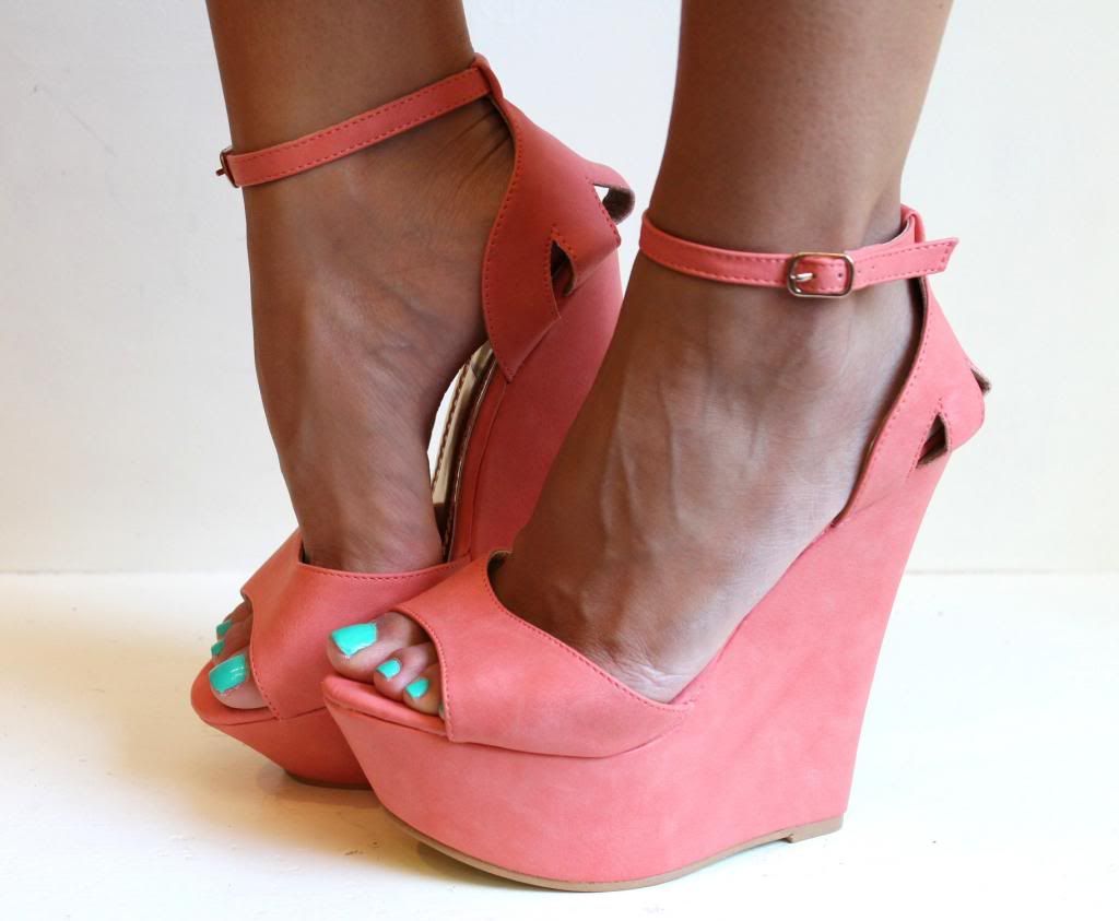 open toe wedge high heels
