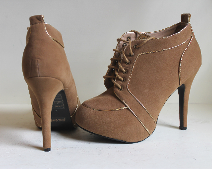 tan high heel ankle booties