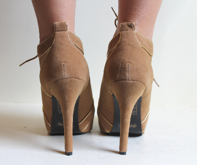 tan high heel ankle booties